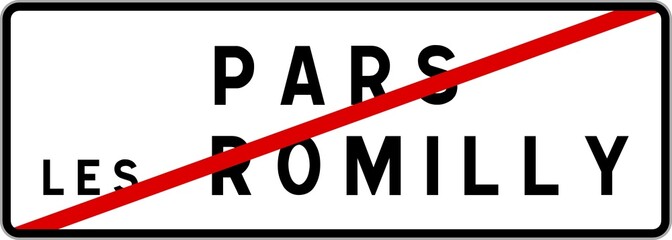 Panneau sortie ville agglomération Pars-lès-Romilly / Town exit sign Pars-lès-Romilly