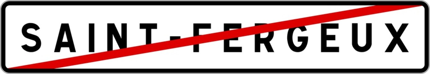 Fototapeta premium Panneau sortie ville agglomération Saint-Fergeux / Town exit sign Saint-Fergeux