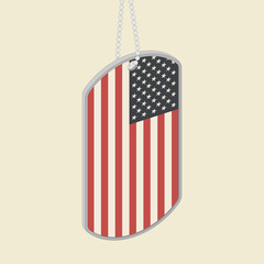 Memorial day. Remember and honor. USA symbol. Military dog tag token of American army with the flag of the United States. Isometric vector illustration for the last Monday of May