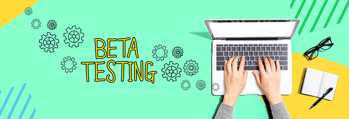 Beta testing with person using a laptop computer