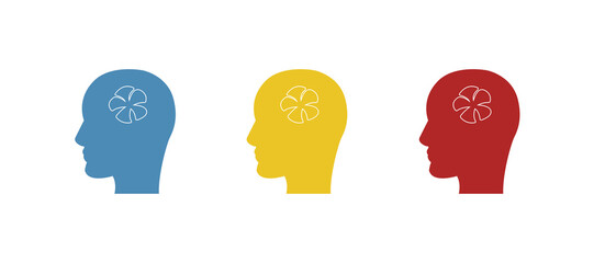 head icon, flower concept on head, vector illustration