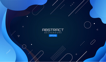 Blue abstract modern background. Minimal abstract composition with liquid splash style shapes and dynamic geometric elements. Abstract art design template. EPS10 vector.