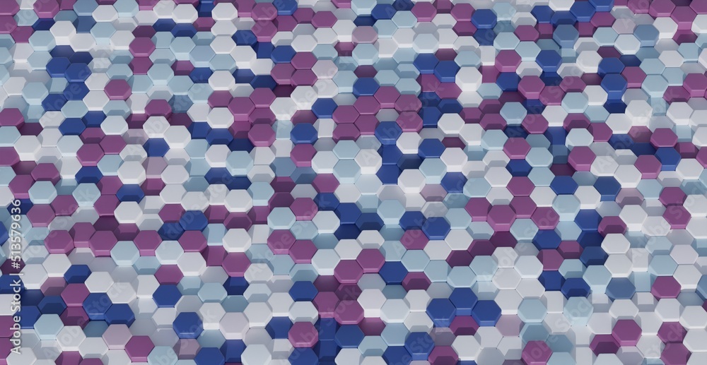 Poster abstract pastel tones and colorful hexagon mosaic wallpaper or background - 3d render. page design i