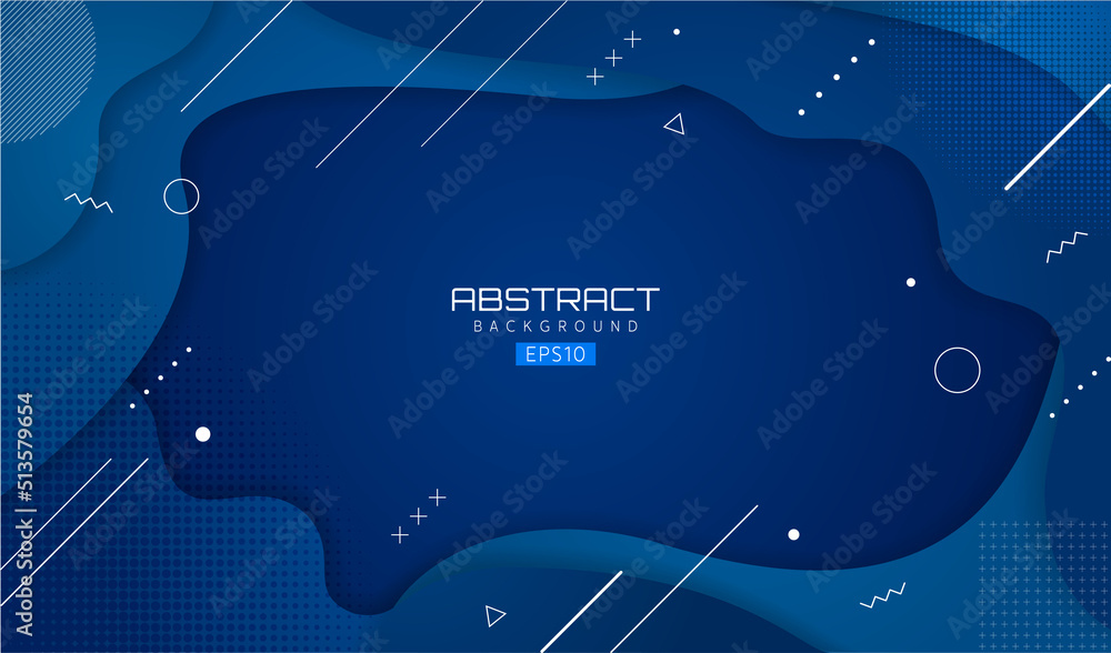 Fototapete blue abstract modern background. minimal abstract composition with liquid splash style shapes and dy