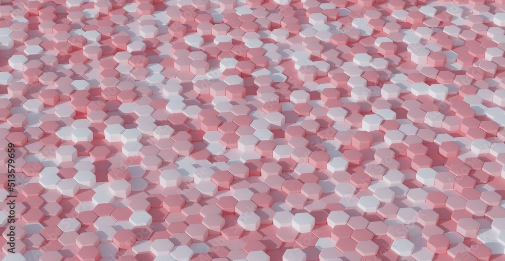 Poster abstract pastel tones and colorful hexagon mosaic wallpaper or background - 3d render. page design i