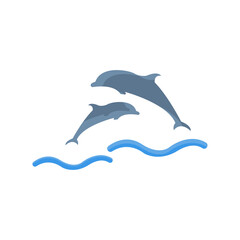 Obraz premium dolphins icon, jumping dolphins concept, vector illustration