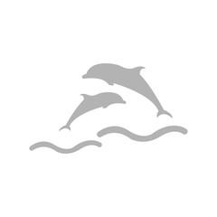 dolphins icon, jumping dolphins concept, vector illustration