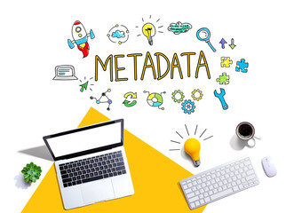 Metadata with computers and a light bulb