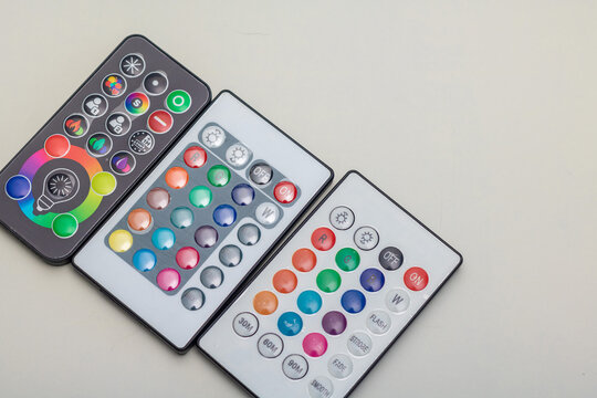 three different infrared remote controls for RGB LED-Lamps or strips with color changing capabilities