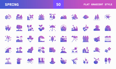 Spring icon set flat gradient of vector icons. Can used for digital product, presentation, UI and many more.