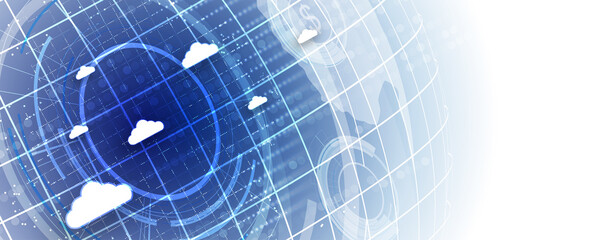 Cloud technology. Integrated digital web concept background