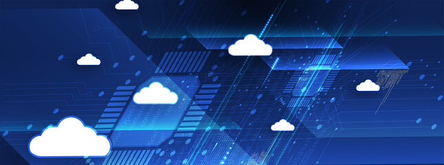 Cloud technology. Integrated digital web concept background