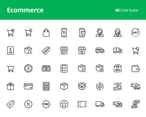 Line E-commerce Icon Set