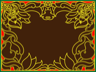 Design luxury rug floral gold with dark background