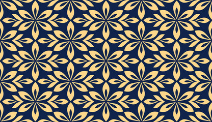Flower geometric pattern. Seamless vector background. Gold and gray ornament