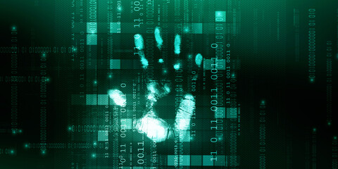 2d Illustration Fingerprint Scanning Technology Concept 
