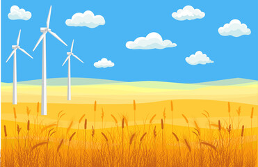 Ukrainian flag. Electric mill. The concept of the future of Ukraine. Vector.