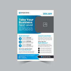 Corporate or Business Flyer template, modern poster, banner, brochure, cover, magazine vector with creative, eye catching, professional and abstract blue color A4 Layout
