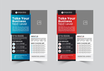 Corporate or Business Flyer template, modern poster, banner, brochure, cover, magazine vector with creative, eye catching, professional and abstract blue and red color A4 Layout