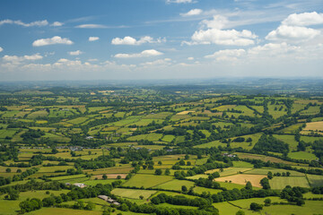 Fototapeta premium View of English countryside from the top of Black Mountains in Wales