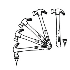 vector hammer hitting nails
