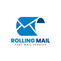 Modern Mail Logo Design with Rolling Paper Style Concept.