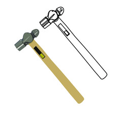 brown and black and white round hammer vector design on plain background