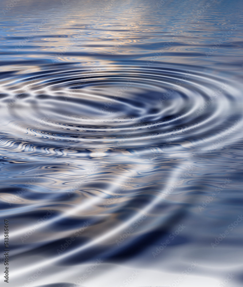 Aufkleber zoom in on a ripple effect and pattern on a water surface. creative puddle with abstract circle ring