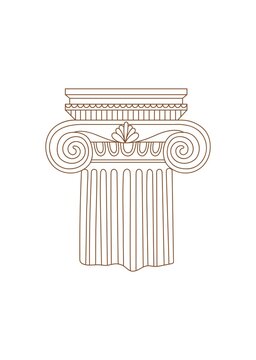 recommend clip art: Linear drawing ancient Greek column. Architect symbol ionic column. Vector art for design of posters, clothes, logo, invitations.