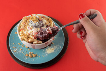 Dessert - Acai in the bowl with fruit and powdered milk