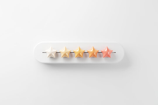 Customer satisfaction meter with star rating. evaluation, Increase rating, Satisfaction and best excellent services rating concept, Feedback concept design, 3d render.