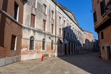 Empty street in Venice on a summer morning