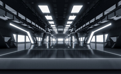 Abstract background, Sci Fi Modern Futuristic pedestal for product presentation. 3D Rendering © Chanchai