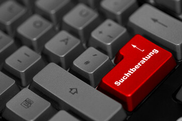 Suchtberatung Taste rot Tastatur 