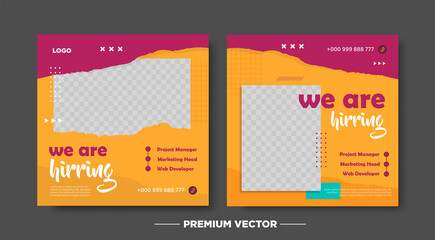 Hiring announcement square fllyer template