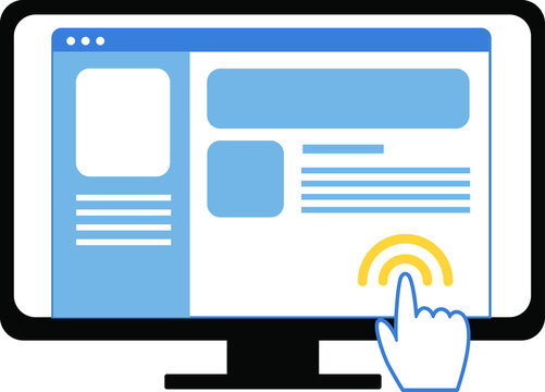 Website Vector Illustrations. Computer form page on the screen. Go to the web icon symbol.