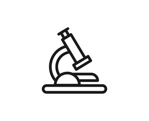 Microscope icon concept. Single premium editable stroke pictogram perfect for logos, mobile apps, online shops and web sites. Vector symbol isolated on white background.