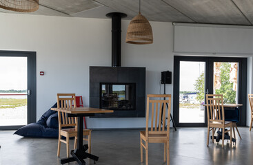 living room with fireplace