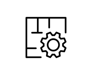 Line floor plan icon isolated on white background. Outline symbol for website design, mobile application, ui. floor plan pictogram. Vector illustration, editorial stroсk.