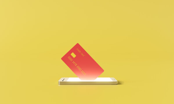 3d ilustrando o consumo no com&eacute;rcio eletr&ocirc;nico  usando celular ou smartphone