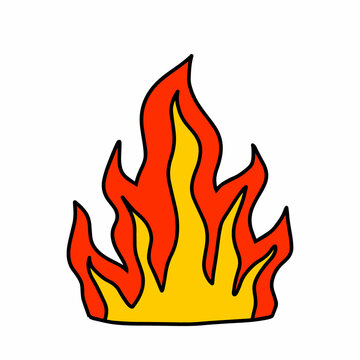Fire hand drawn simple illustration in cartoon doodle style
