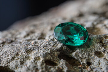 Natural Sapphire gemstone, Jewel or gems on black shine color, Collection of many natural gemstones on stone