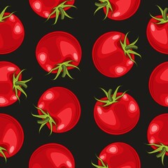 Red tomato pattern on a black background