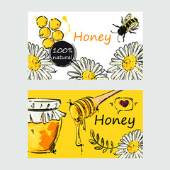 Vector abstract illustration. Business card. Honey