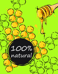 Vector abstract illustration. Banner design on the theme of honey. Natural product