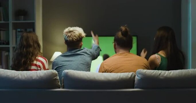 Friends watching a soccer match together