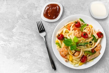 Bakso Meatballs and noodles Served Sauce, Food Style Popular Street Food