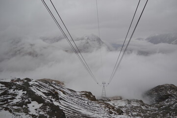 Views from the lift to the Matterhorn in Zermatt Switzerland 