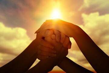 Shadow of Helping Hands concept and International Day of Peace thanks for your support. Friendship