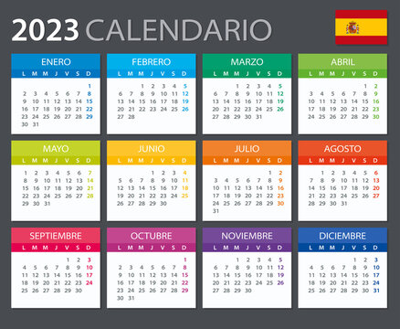 2023 Calendar Spanish - vector illustration - Spanish version